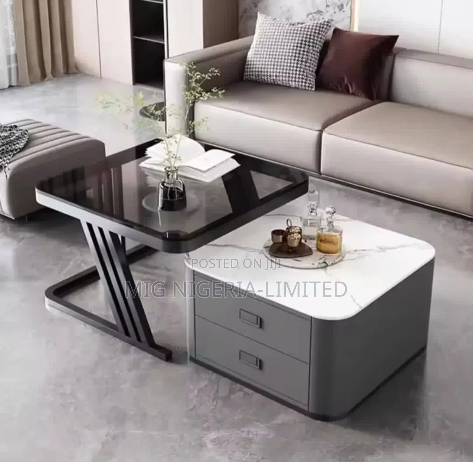 High Quality 2in1 Marble Glass Centre Table Table Top Decorations