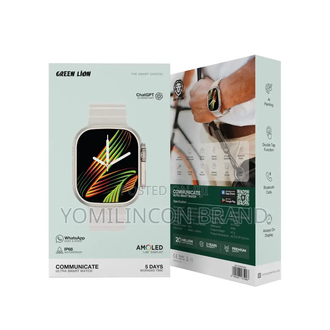 Green Lion Communicate Ultra Smart Watch - White