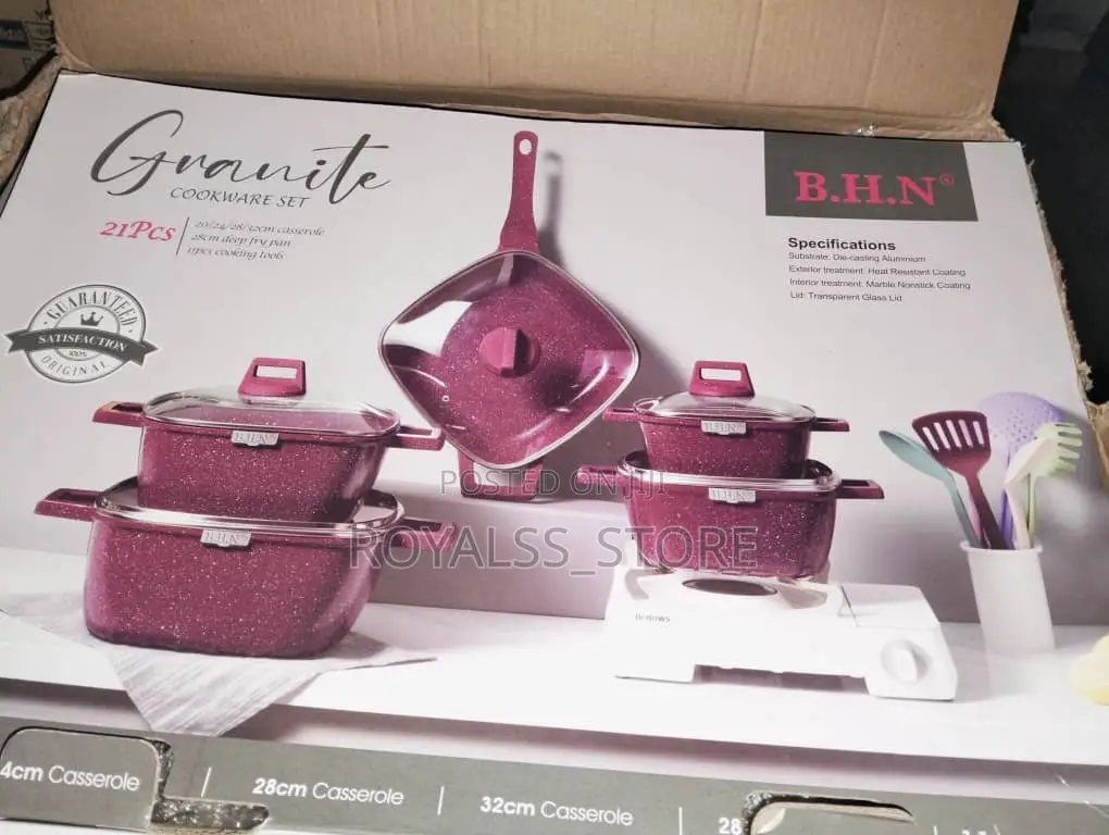 21pcs Granite Cookware Set With Nonstick Spoon