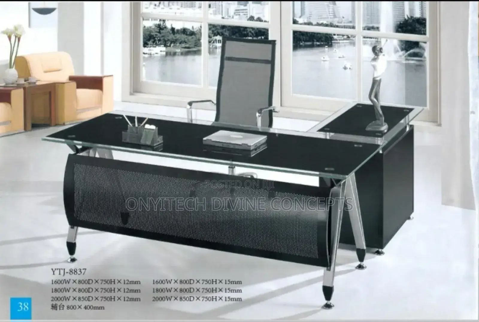 Office Executive Glass Table L Shape Tempard