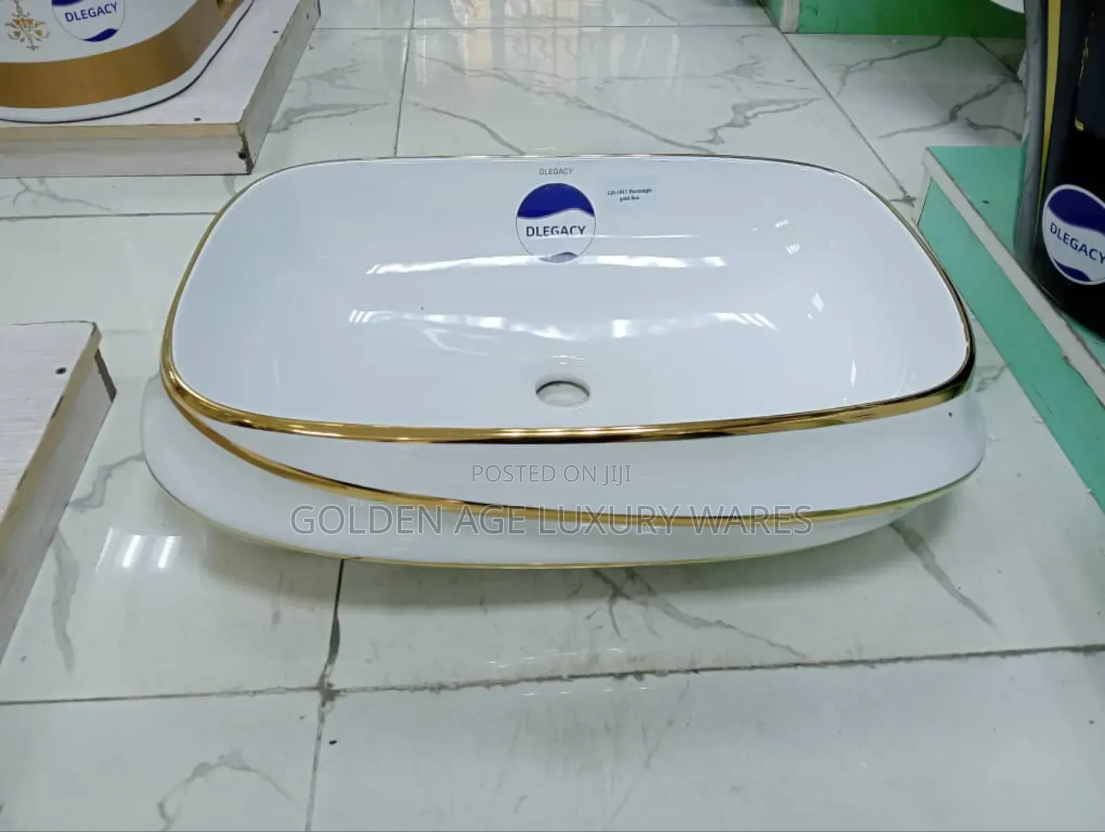White and Gold Art Countertop Basin
