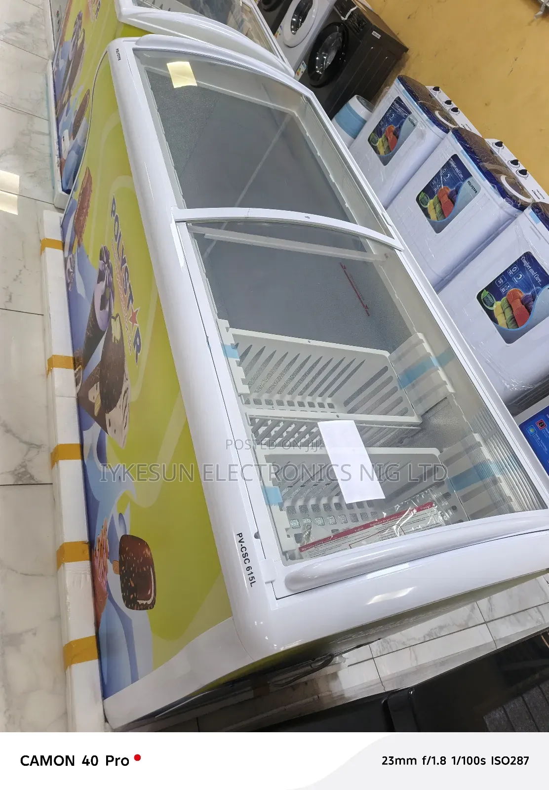 Original Polystar 615litters Showcase Freezer Glass (100%Copper)