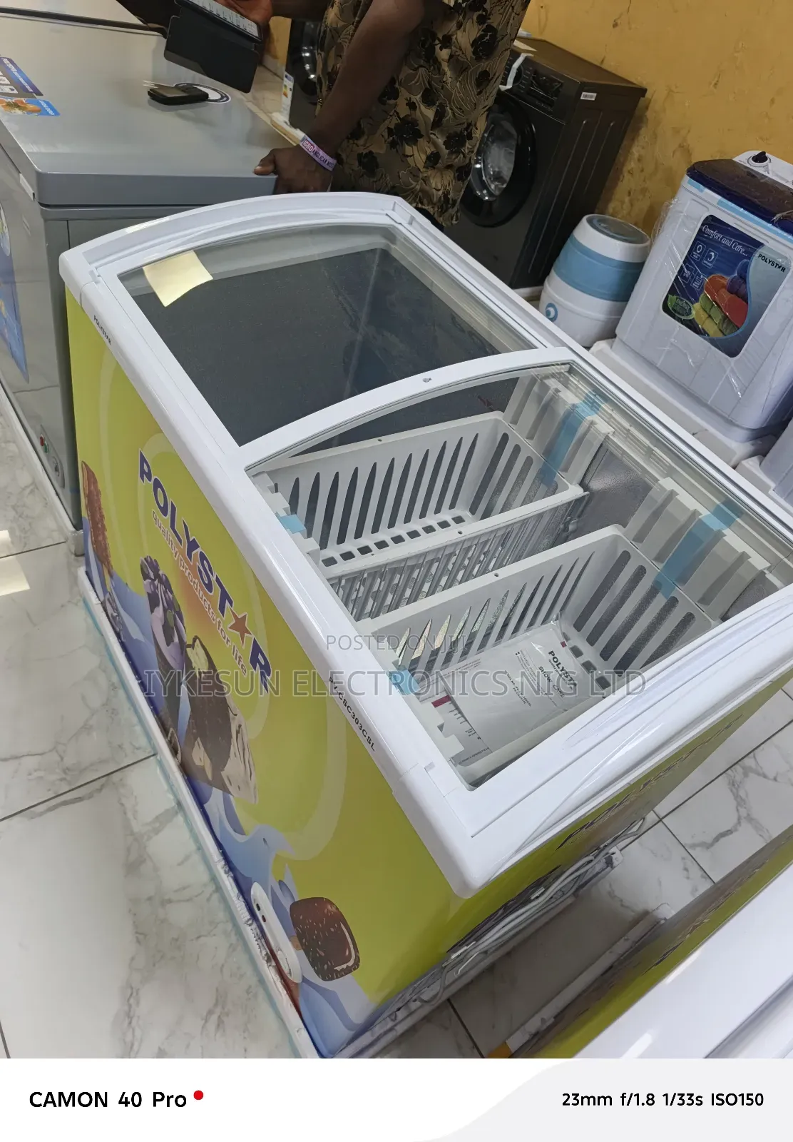 Original Polystar 315litters Showcase Freezer Glass Top (100%Copper)