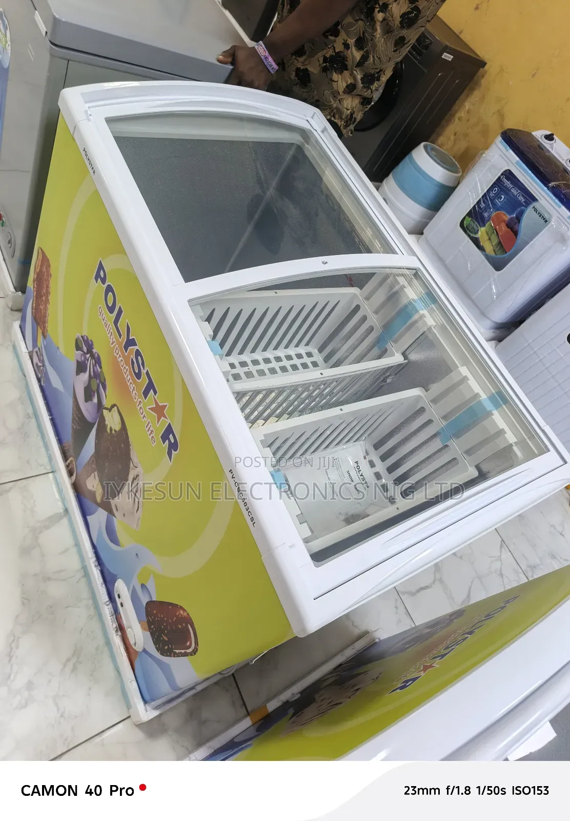 Original Polystar 315litters Showcase Freezer Glass Top (100%Copper)