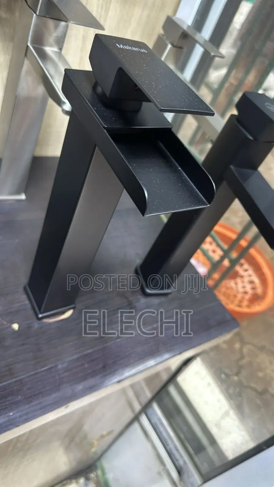Long Black Basin Mixer Tap