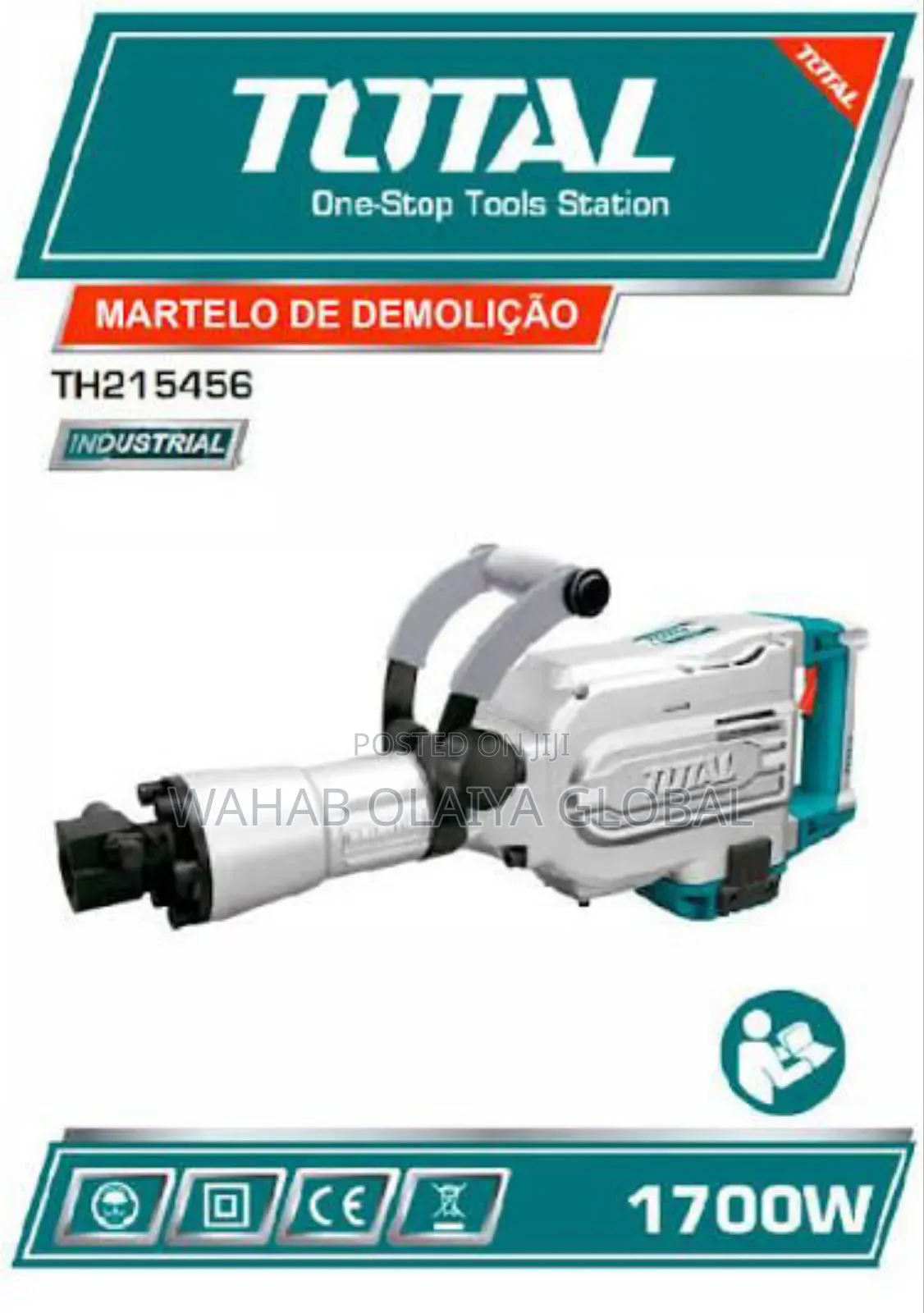 Total Ingco 1700w Jack Hammer Machine – Heavy-Duty With 1 Bit