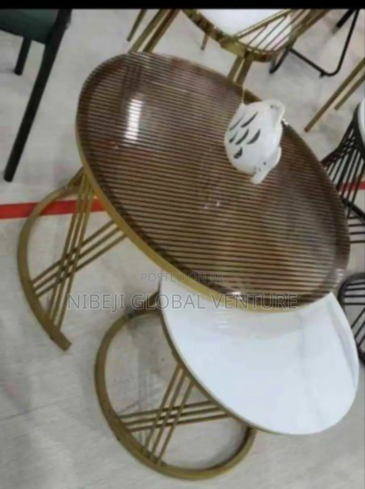 2in1 Real Marble With Tampered Glass Round Center Table