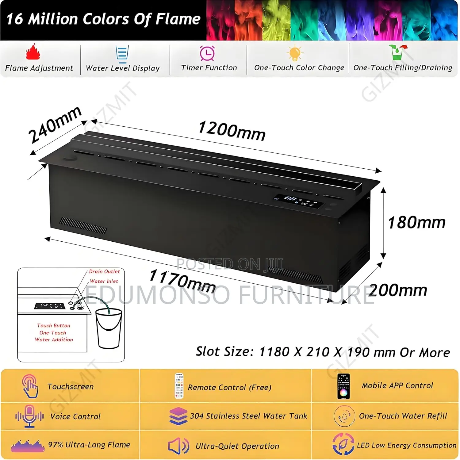 Water Vapor Electric Fireplace