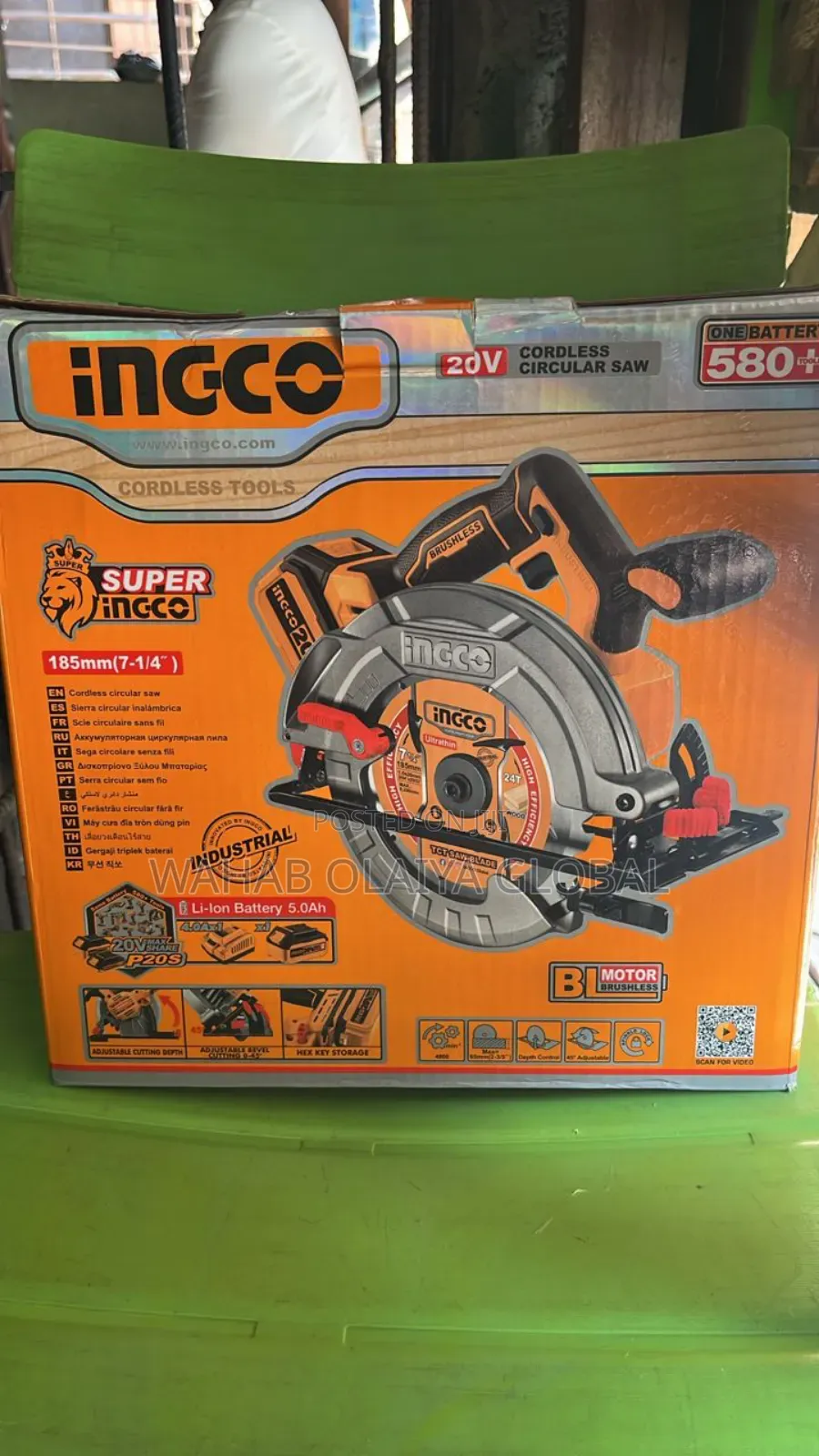 20v Cordless Circular Saw – 185mm (7-1/4”) 5.0ah Li-Ion Battery