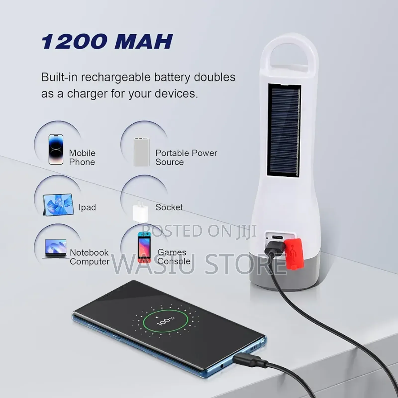 Solar Rechargeable Camping Flashlight With High Lumens