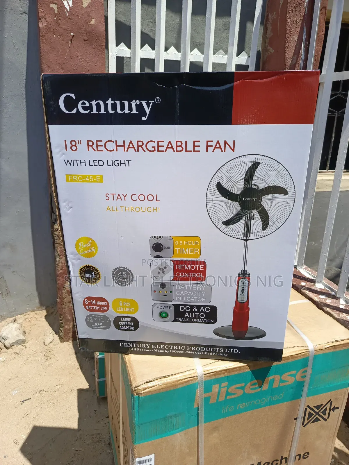 18 Inches Rechargeable Fan Red