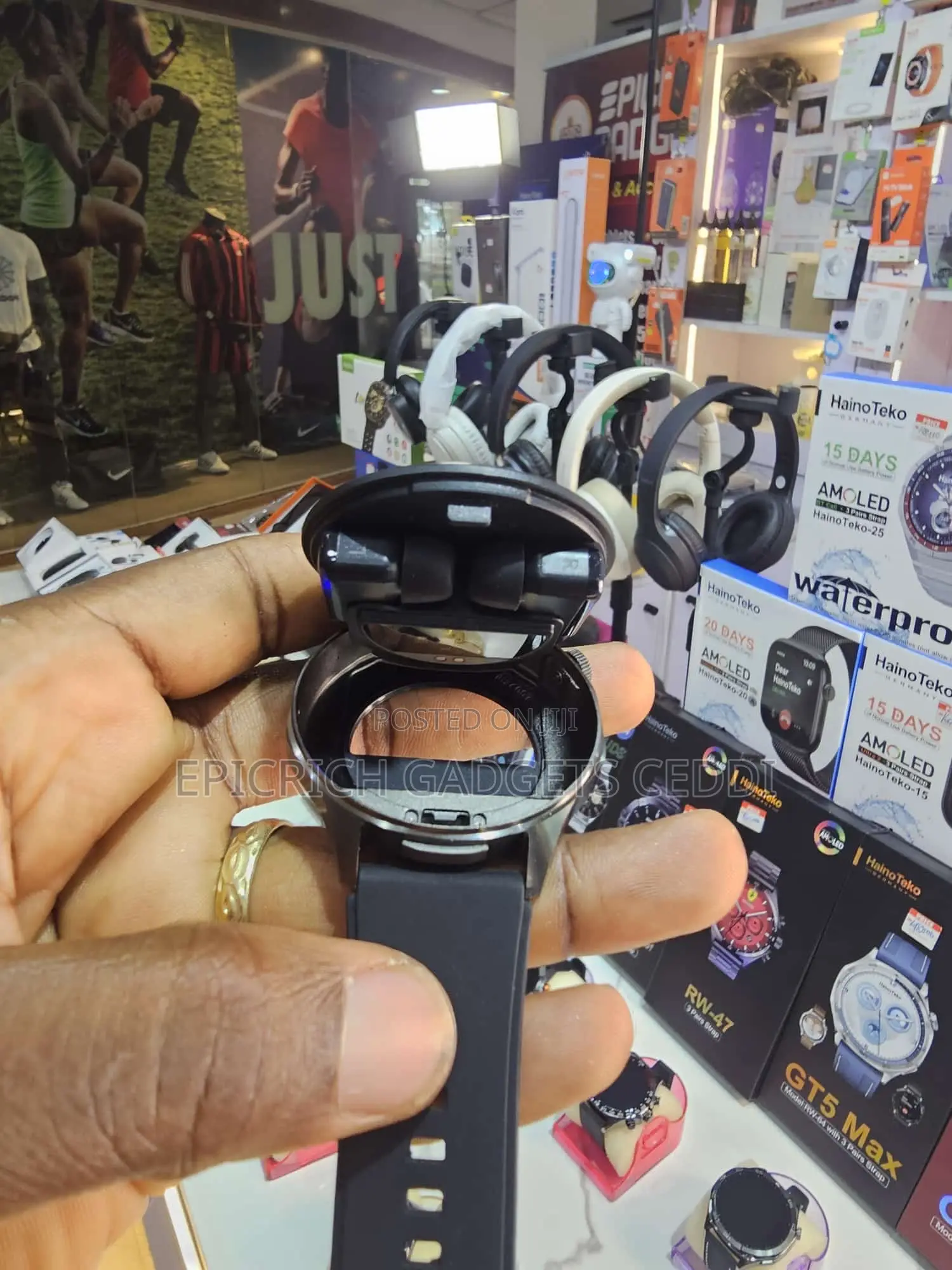 Hainoteko-12 Waterproof Smartwatch With Earbuds, Amoled Display