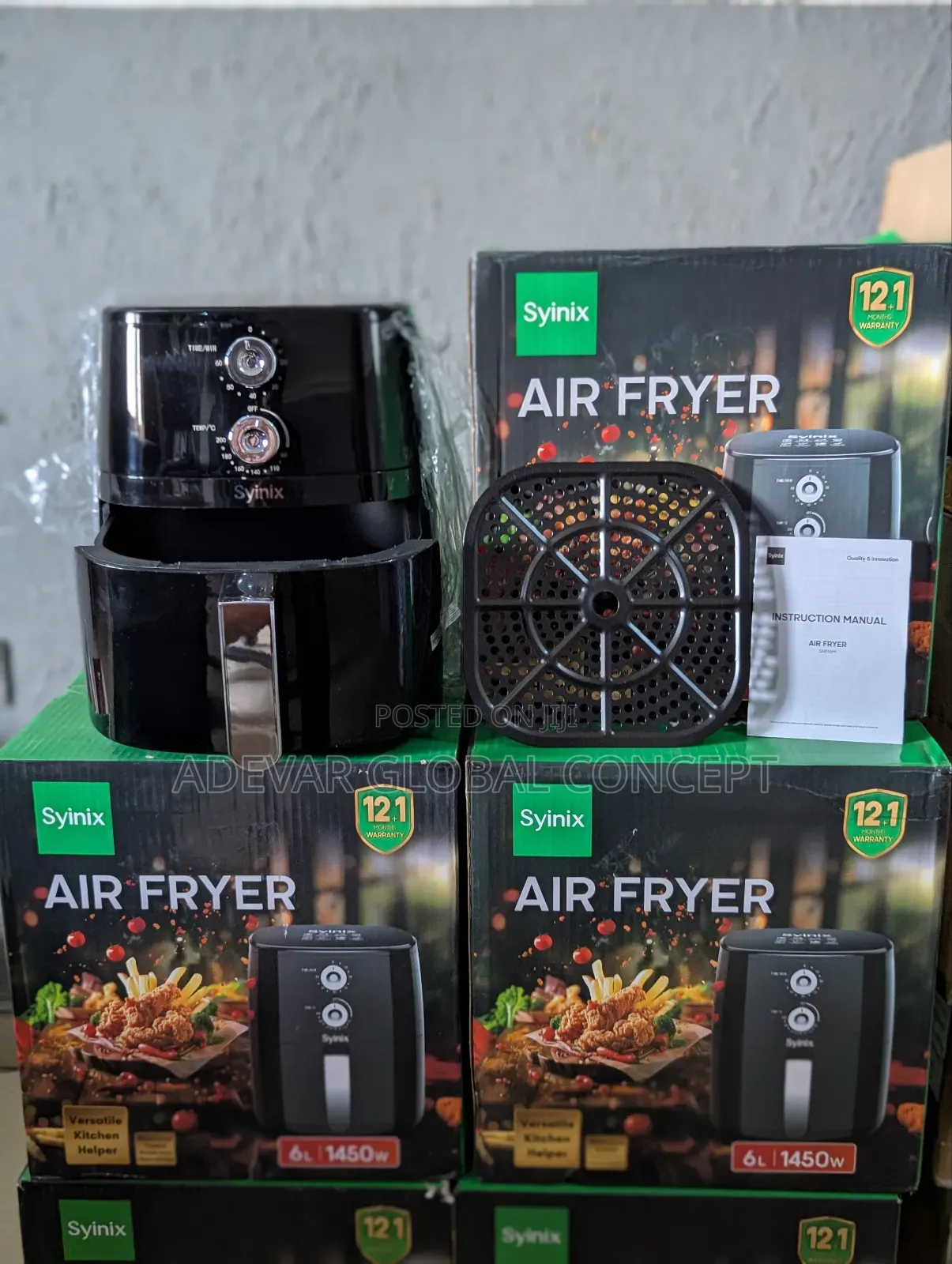 Syinix 6l Temperature Control 3d-Heating Air Fryer 1450 Watts