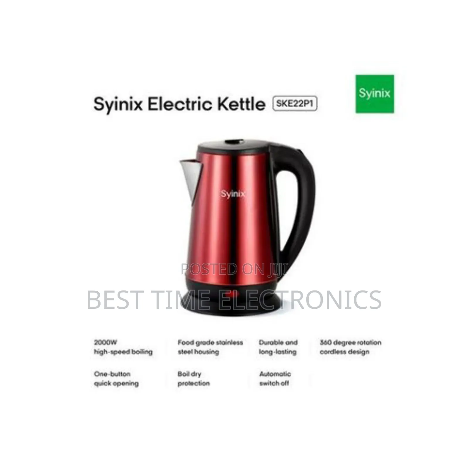 Quality Syinix 2.2ltrs Electric Kettle/Jug