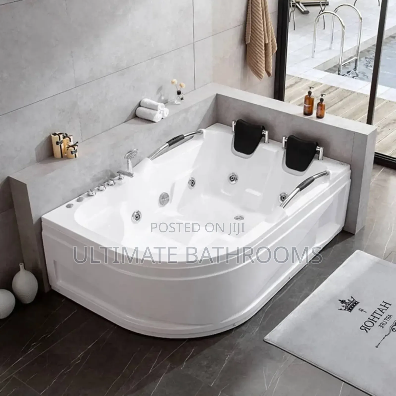 1200x1800mm White Double Jacuzzi With Body Massage Nozzles