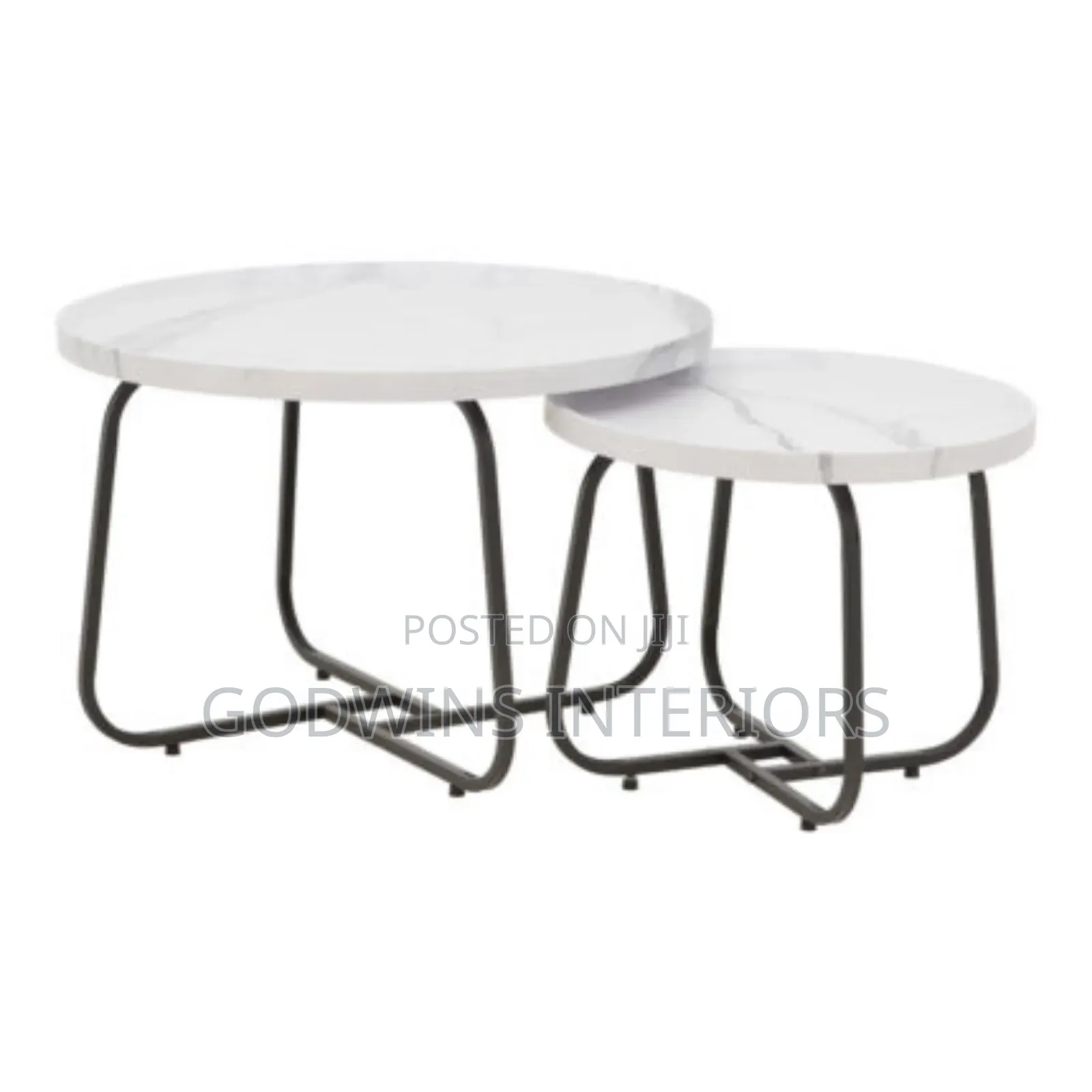 Dual Round Lounge Table With Metal Legs