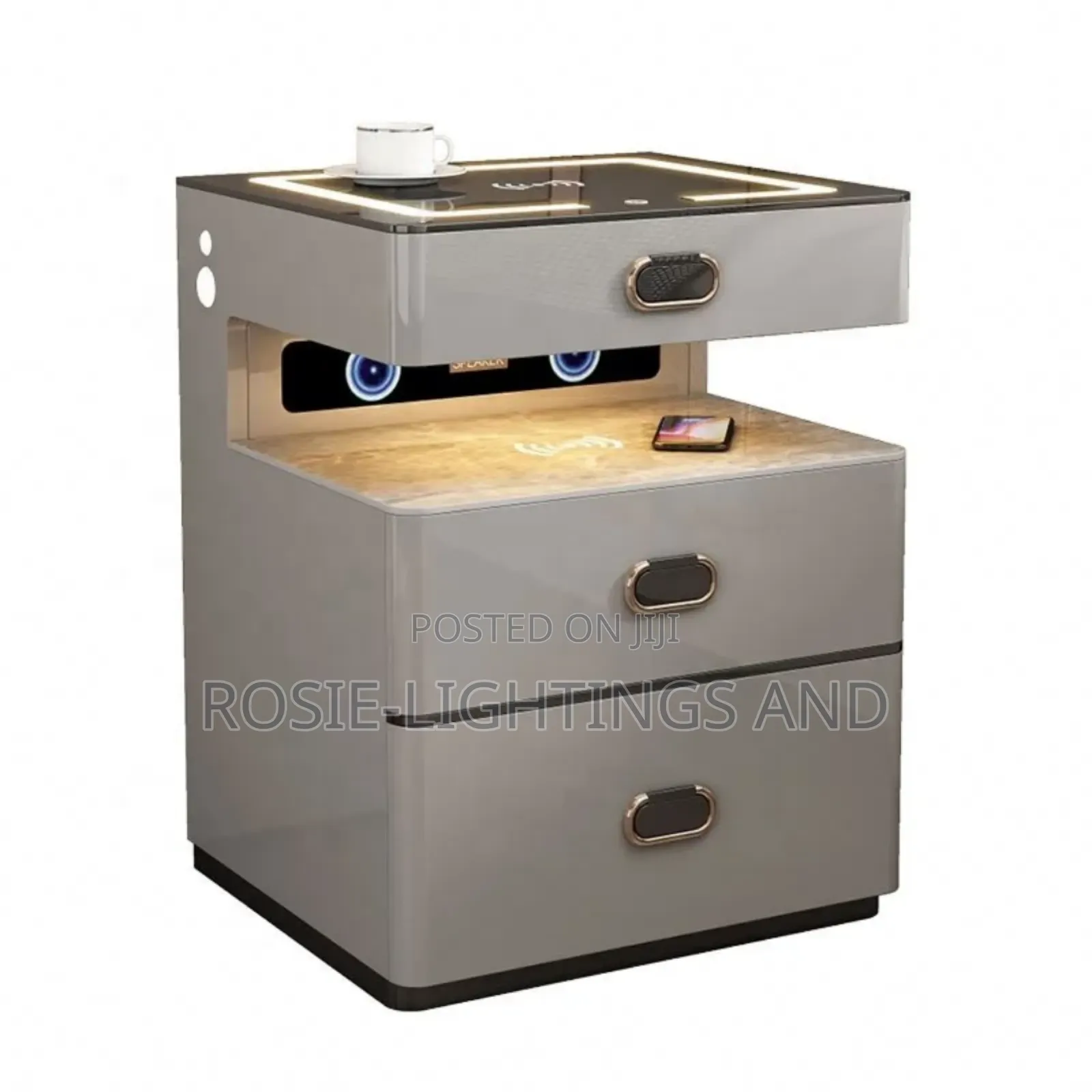 Smart Usb Bedside Table With Wireless Charging Finger Print