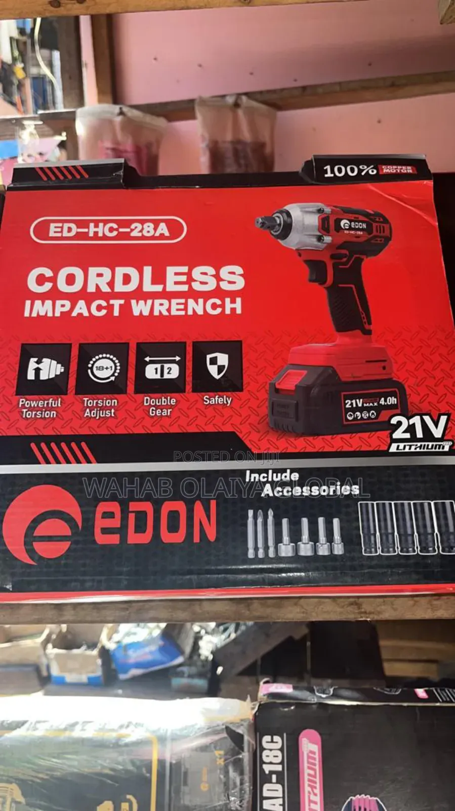 Edon Ed-Hc-28a Cordless Impact Wrench – 21v Powerful Tightening Tool