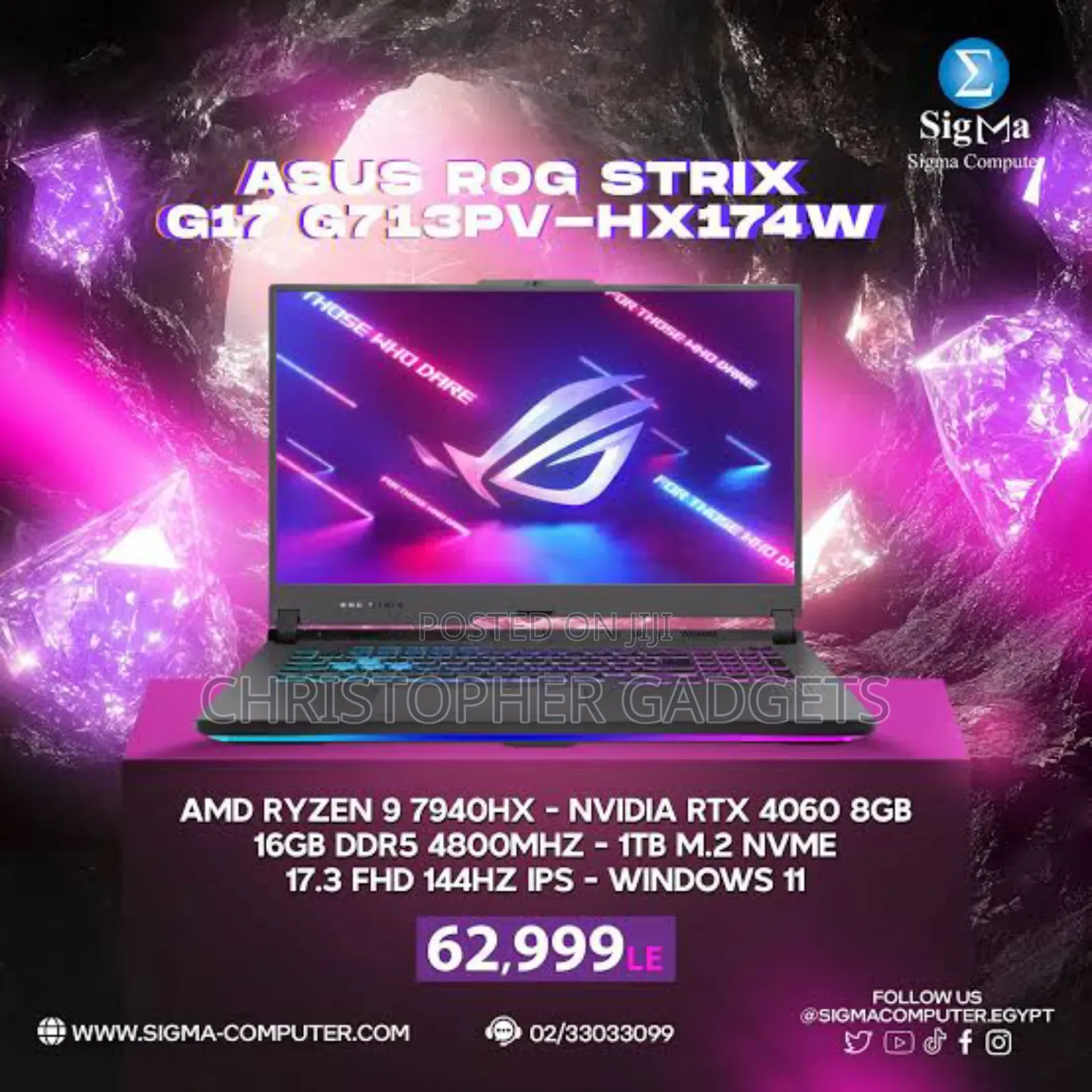 New Laptop Asus ROG Strix G17 16GB AMD Ryzen 9 SSD 1T