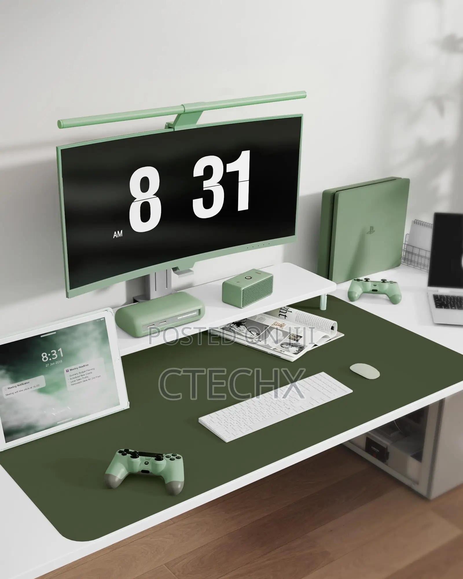 Non-Slip Desk Mat, Waterproof Large .(Dark Green, 60 X 35 Cm)