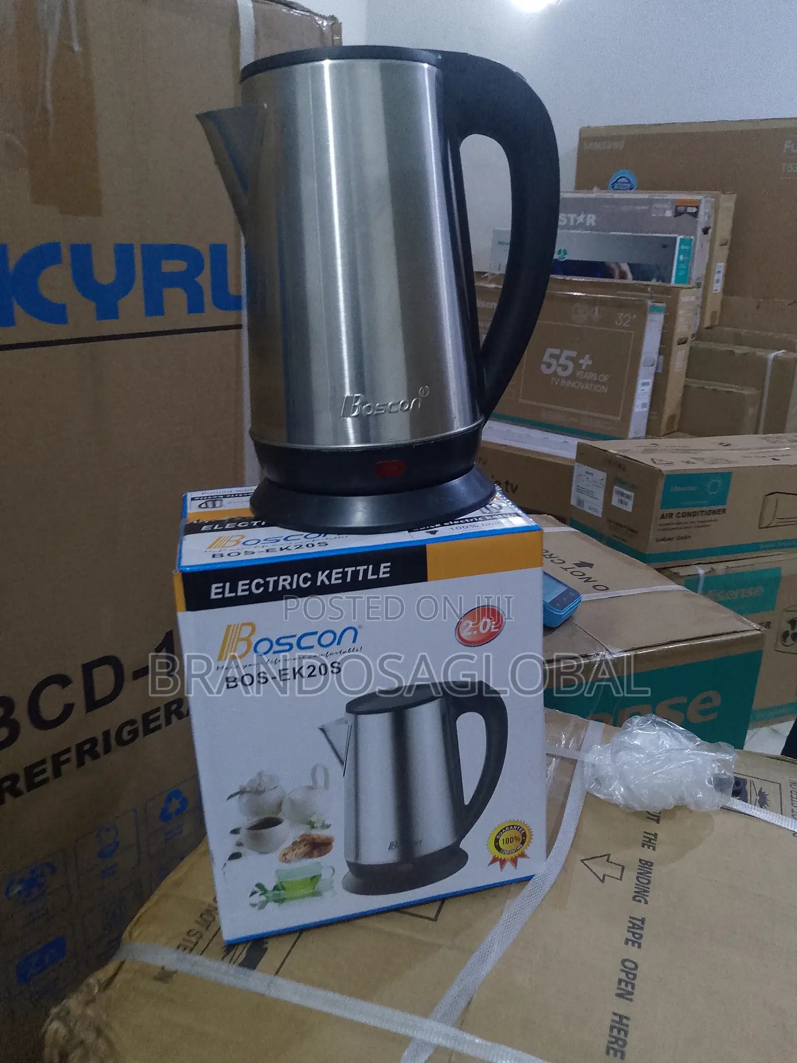 Boscon Electric Kettle – 2l Stainless Steel Body With Auto Off