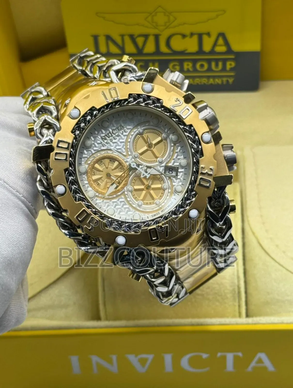Original Invicta Gold Stainless Steel Quartz Calendar Watch