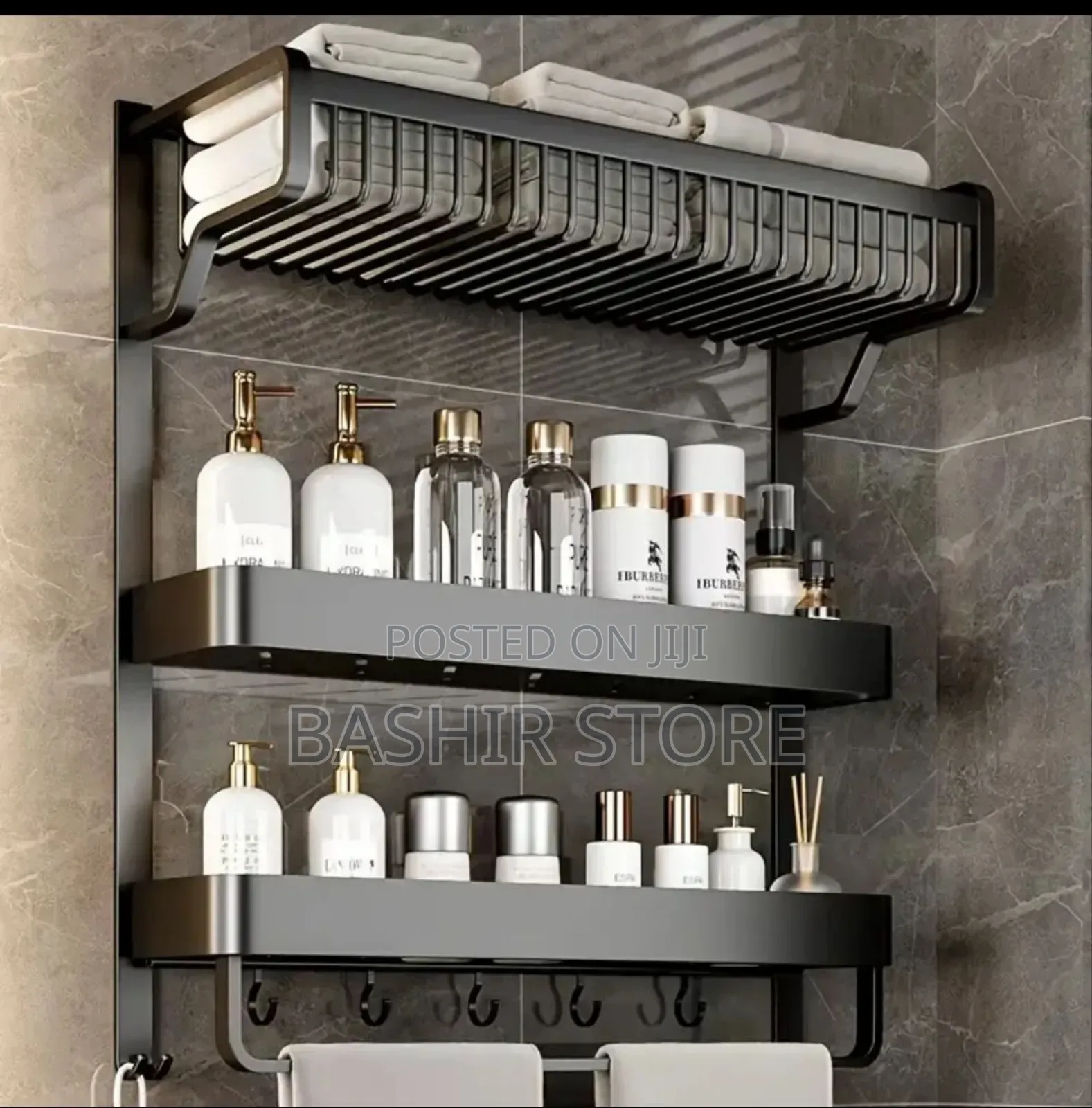 3-Tier Wall-Mounted Bathroom Storage Rack,