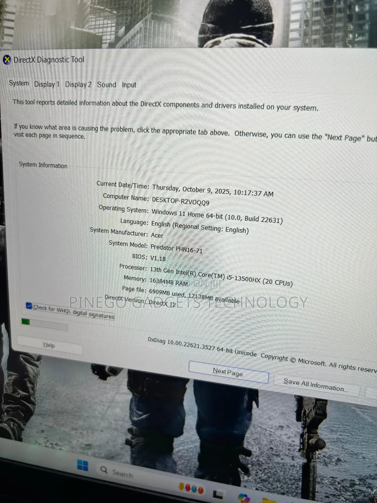 Laptop Acer Predator Helios Neo 16 16GB Intel Core I5 SSD 512GB