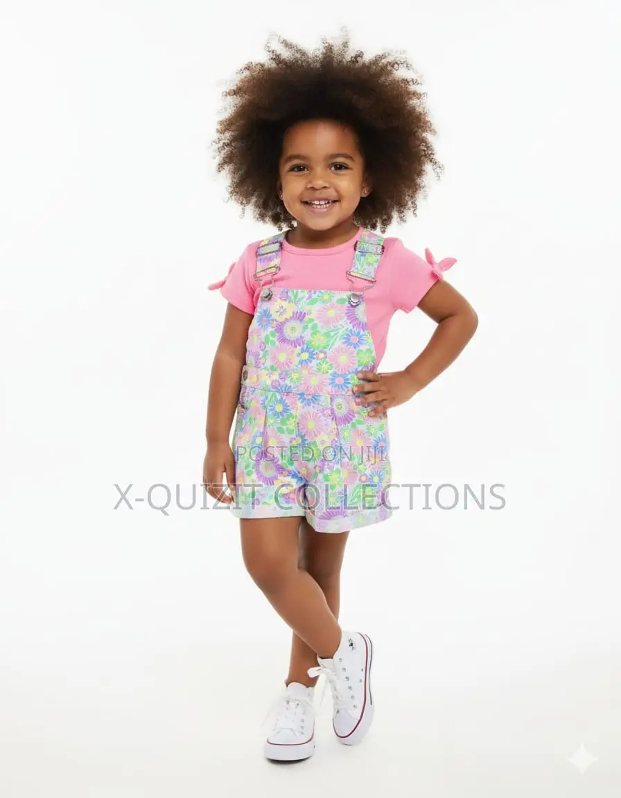 Tropical Floral Print Overalls and Top Set (18m-5yrs)