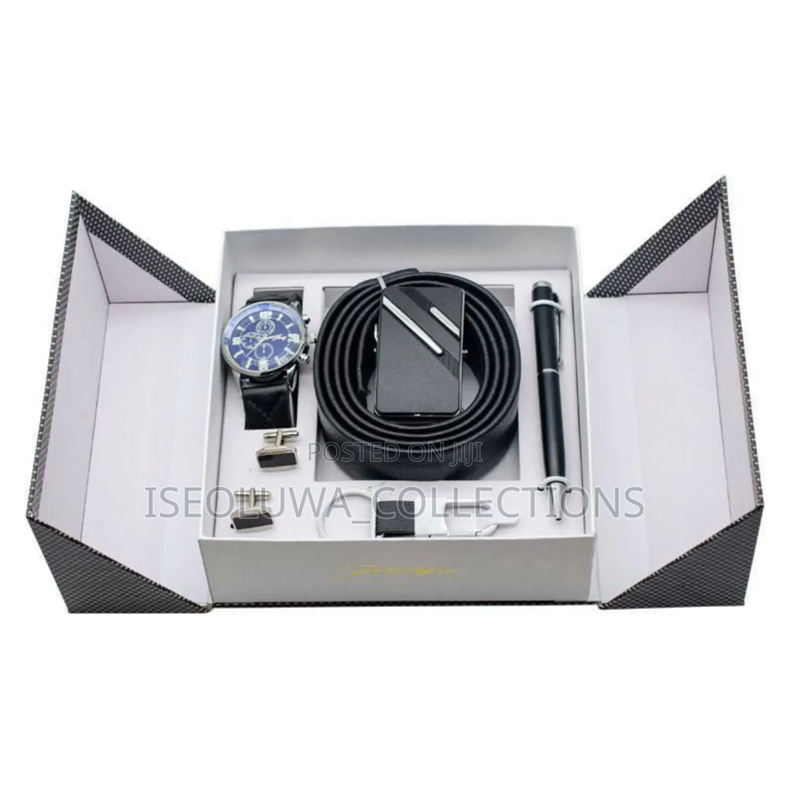 Men’S Gift Set – Watch, Belt, Lighter, Pen, Keychain, and Cufflinks