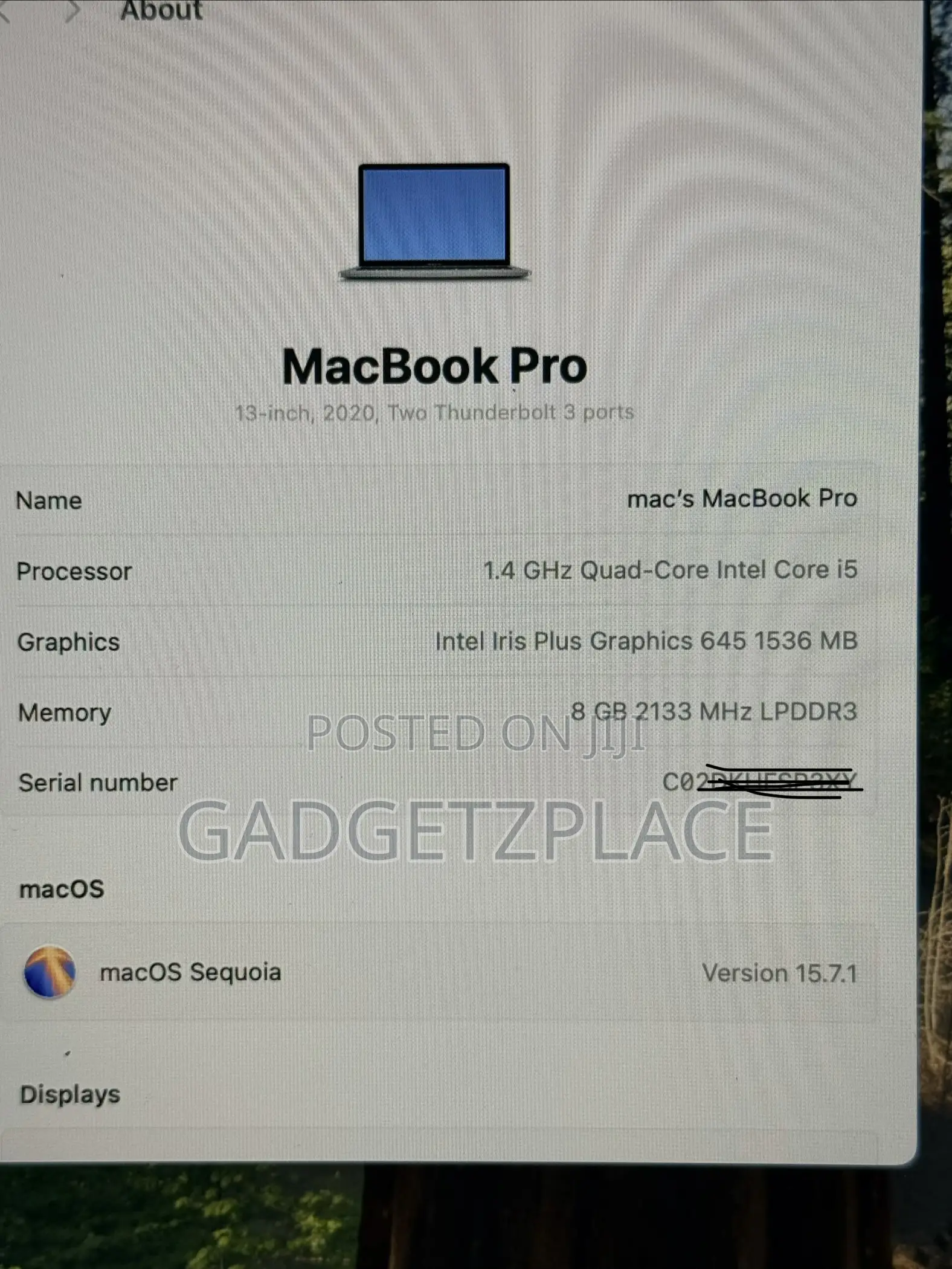 Laptop Apple MacBook Pro 2020 8GB Intel Core I5 SSD 256GB