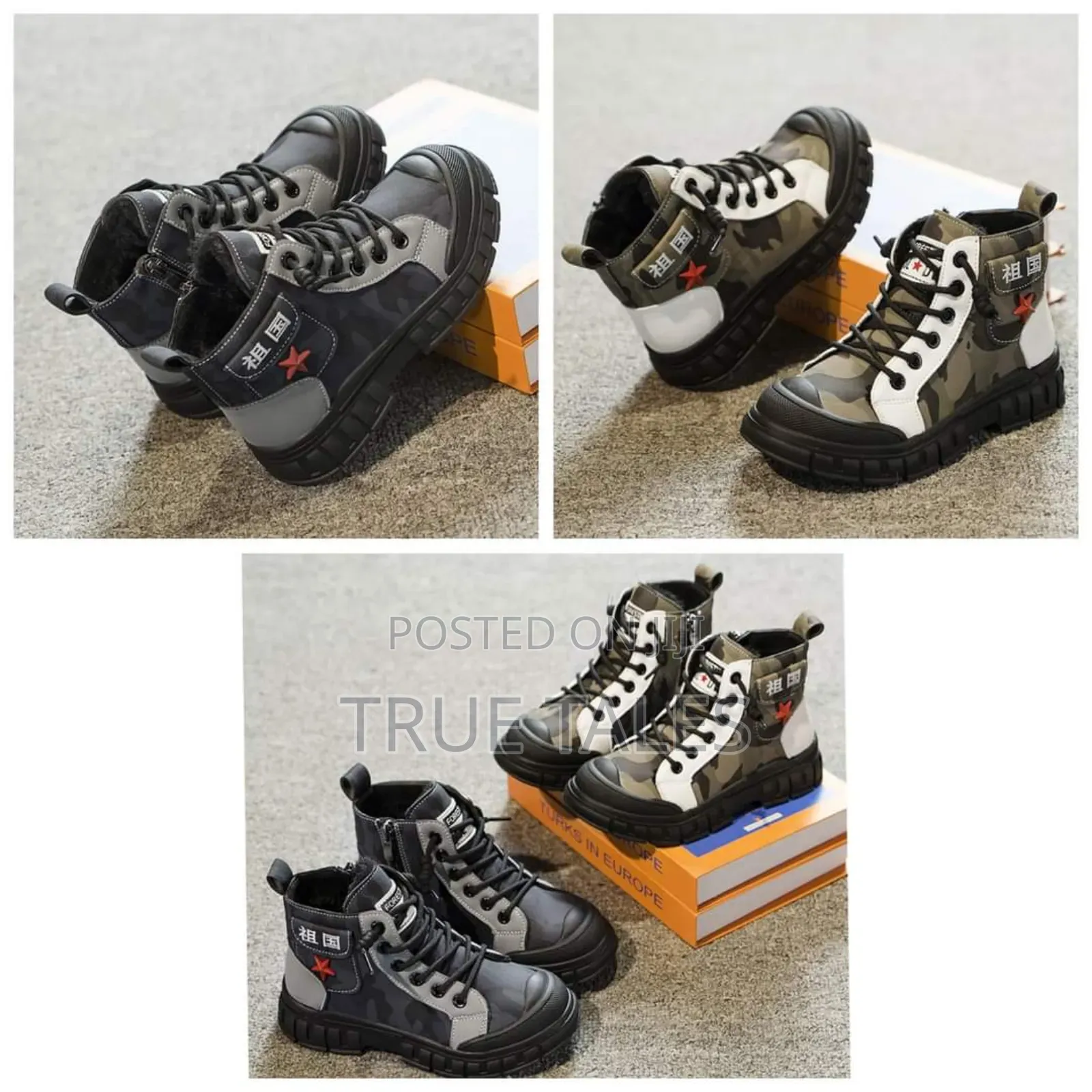 Boy's Camouflage Pattern Solid Boots