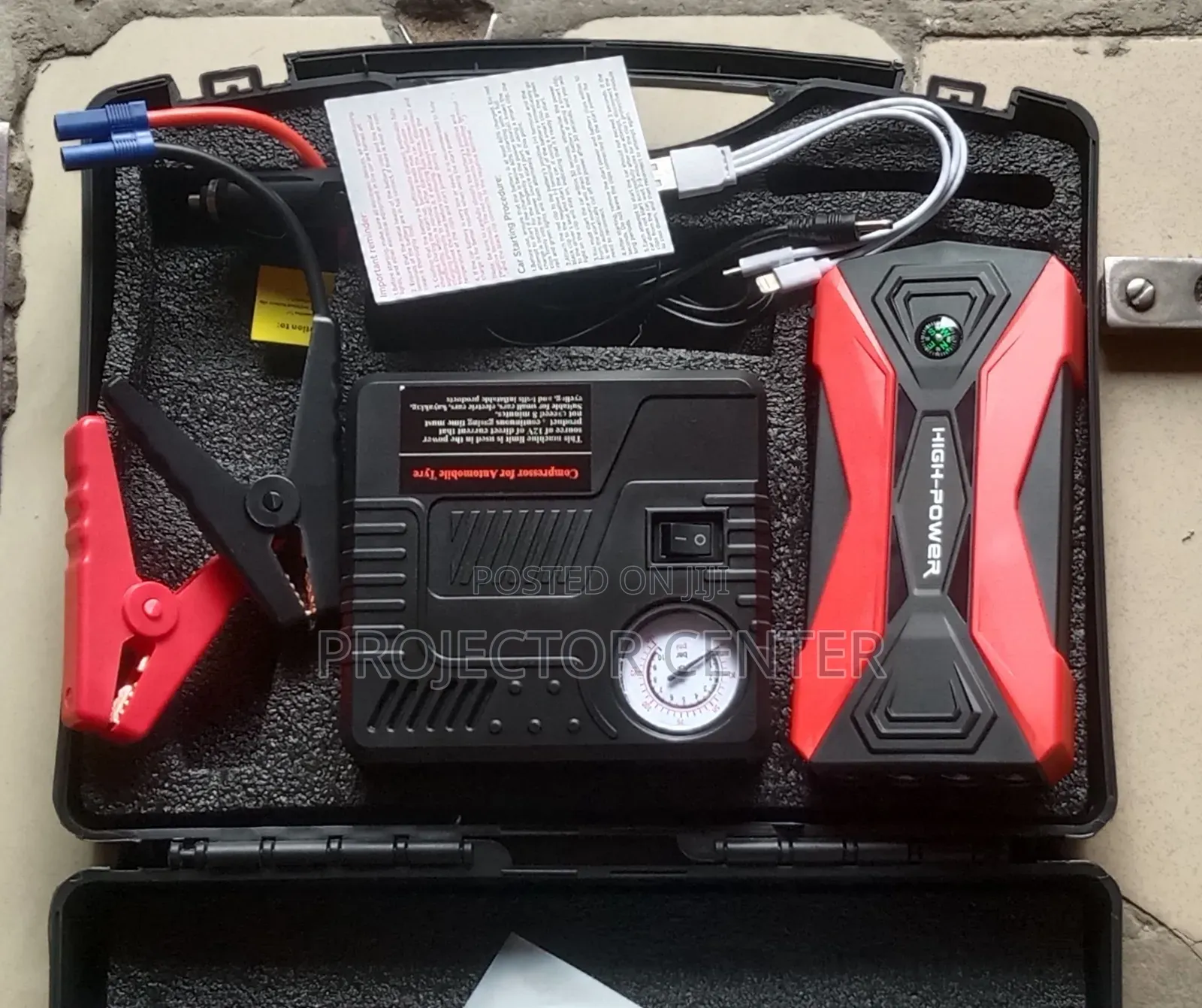 Emergency Car Battery Jump Starter With Tyre Inflator - 99800mah