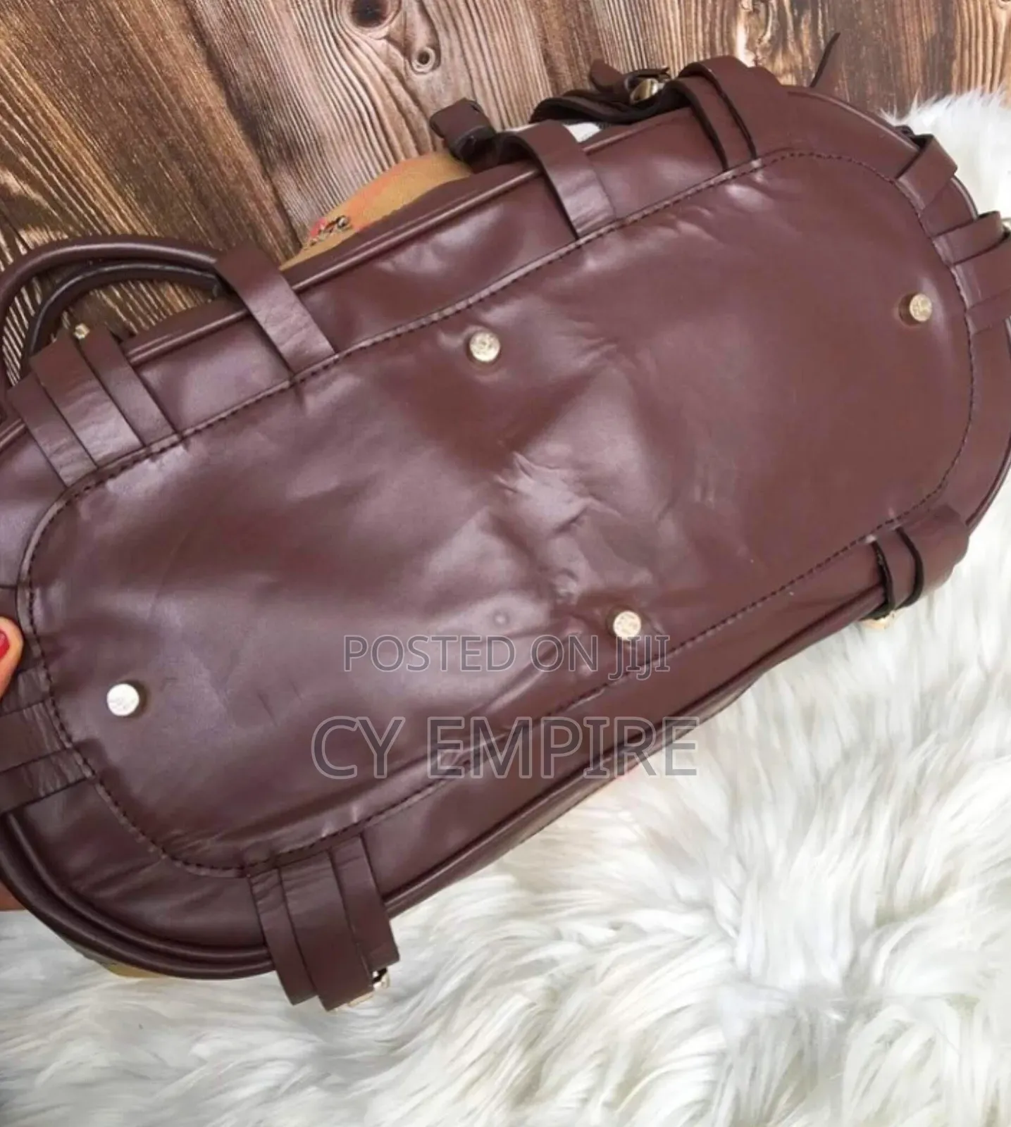 Burberry Brown / Beige Leather Bridle House Check Canvas Bag