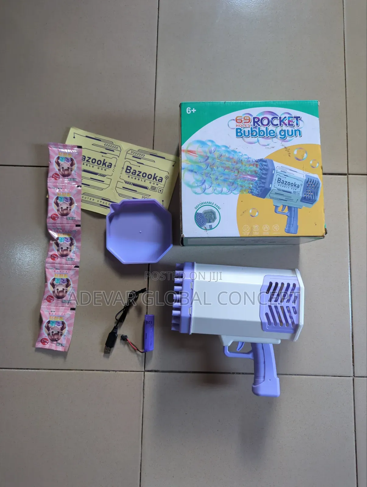 69 Holes Rechargeable Children's Handheld Bazooka Bubble Machine Gun
