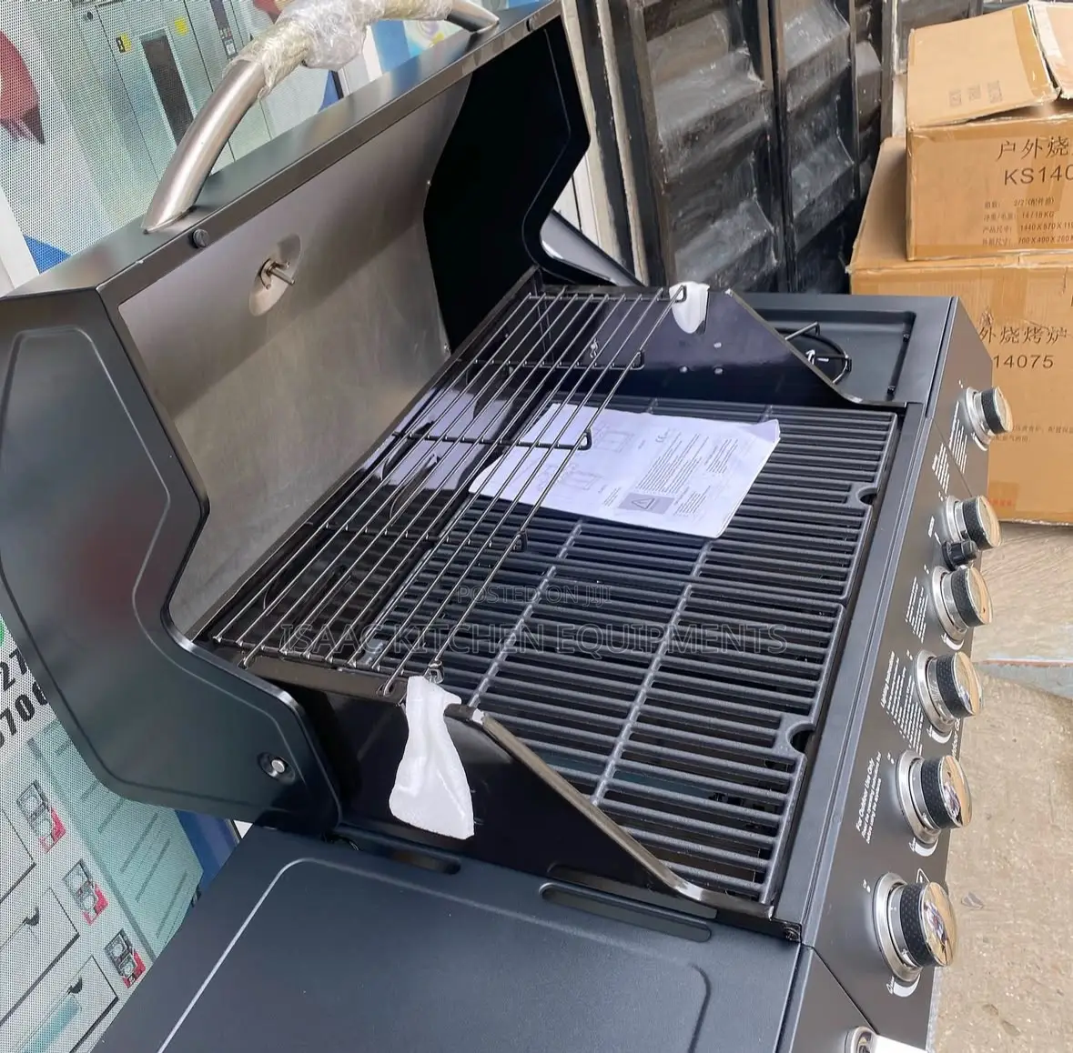 Black 5 Burner Gas Charcoal BBQ Grill