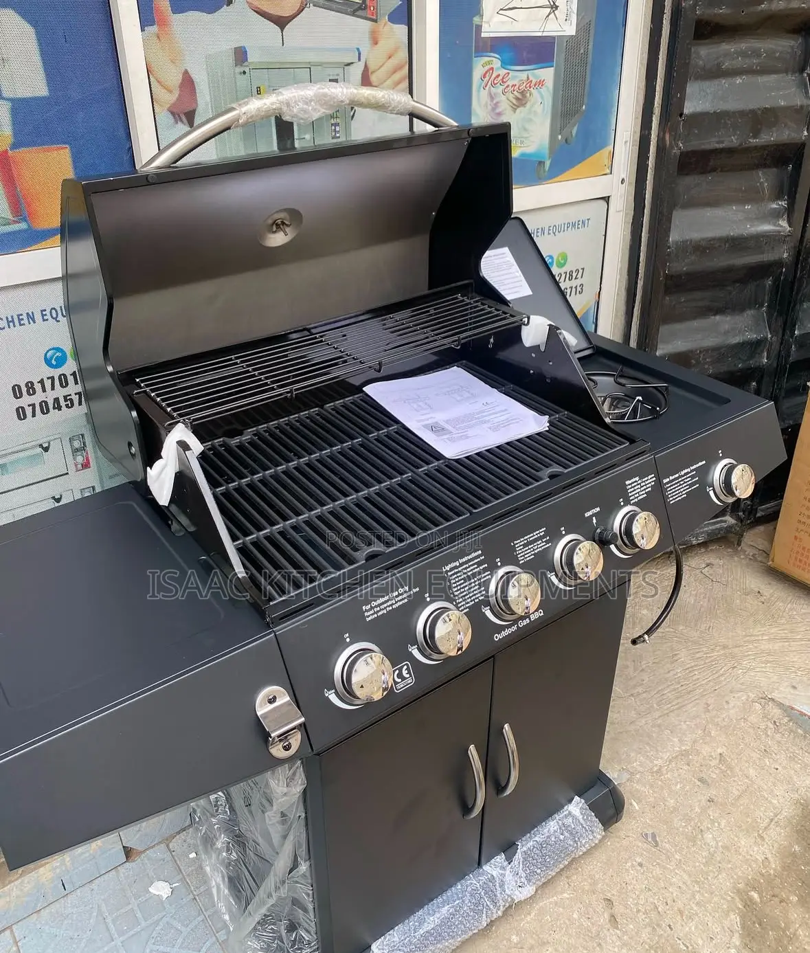 Black 5 Burner Gas Charcoal BBQ Grill