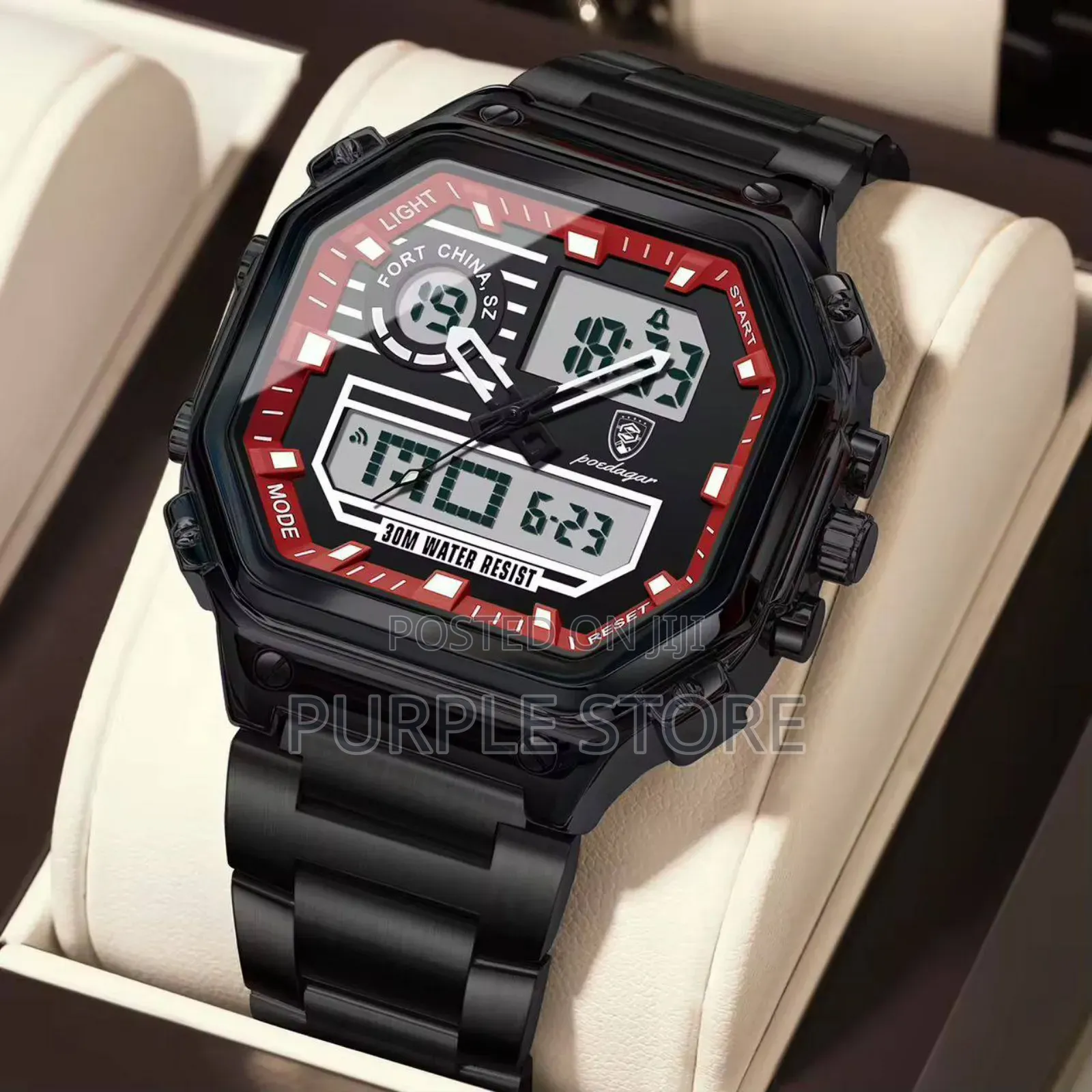 Poedagar Digital and Analog Multi Time Watch