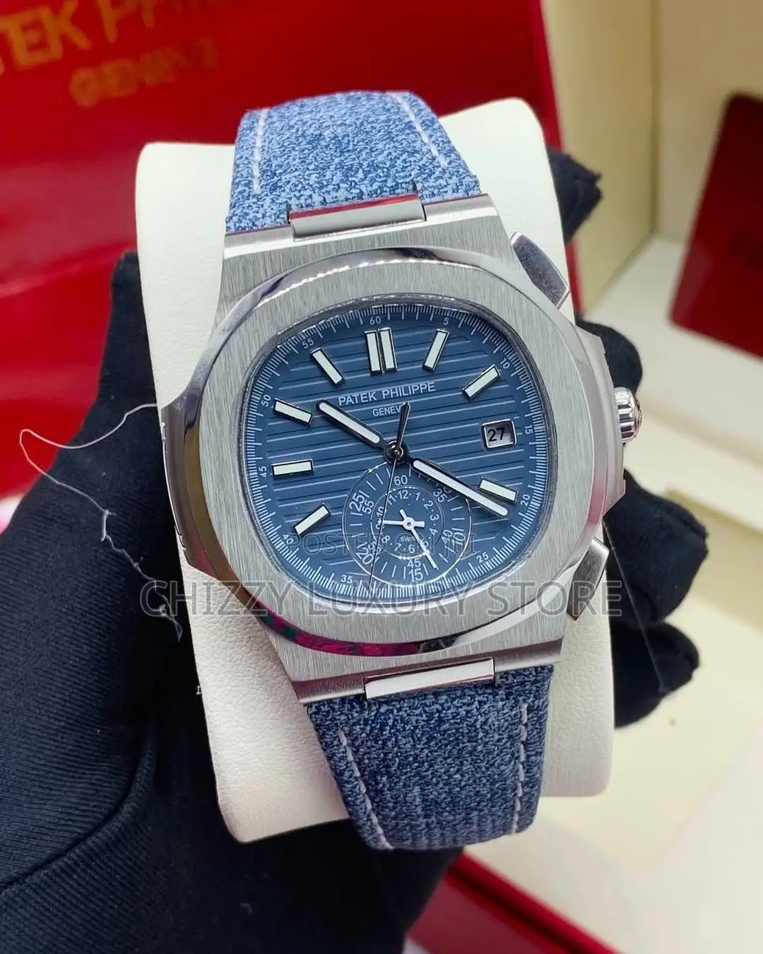 Patek Philippe Quality Luxury Men Jeans Strap Wristwatch