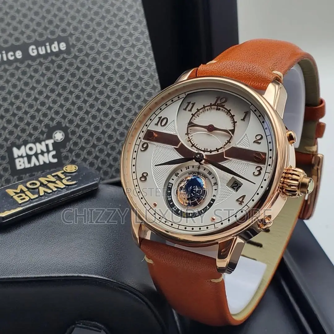 Mont Blanc Quality Luxury Men Genuine Leather Wristwatch