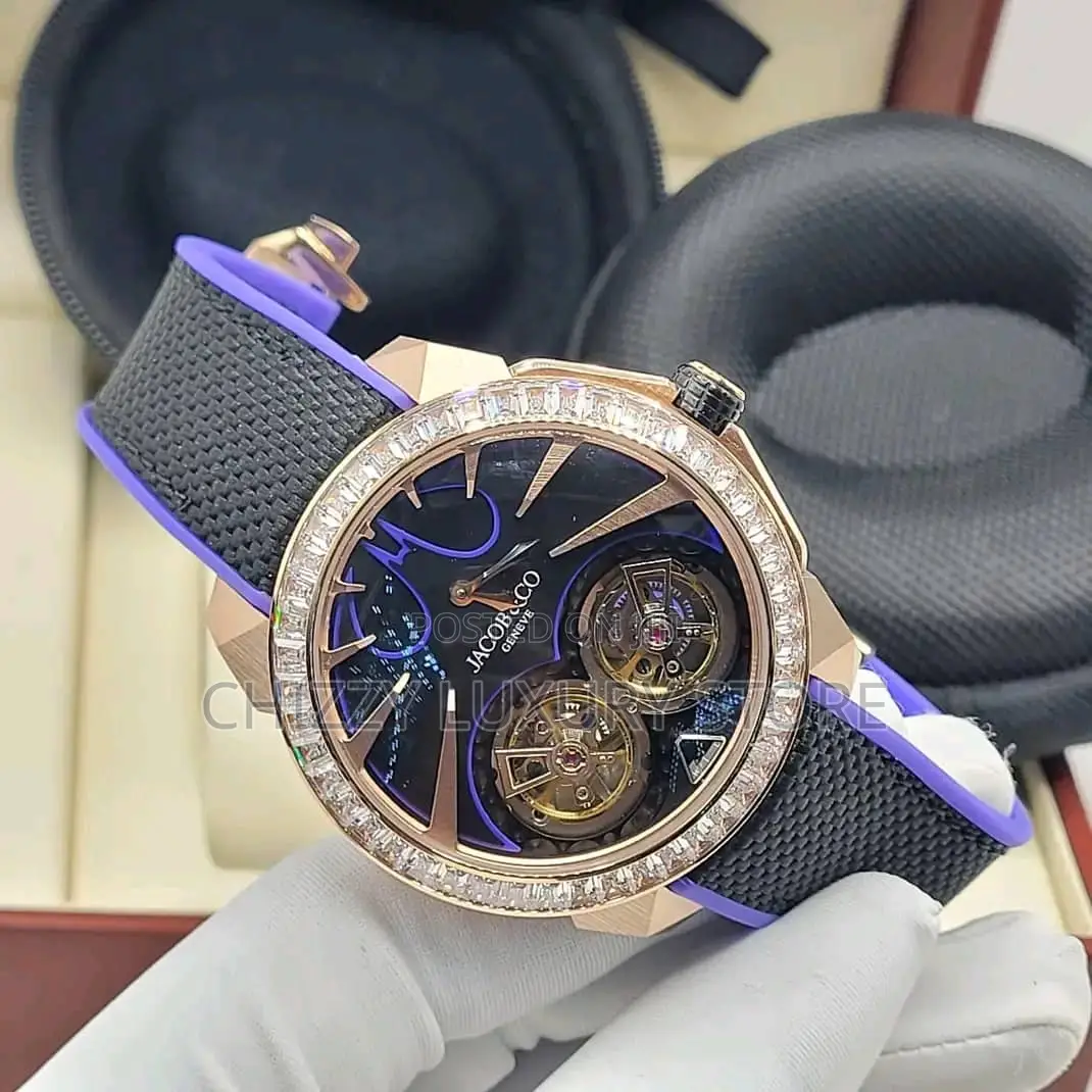 Jacob and Co Quality Luxury Men Chronograph Rubber Strap Wristwatch