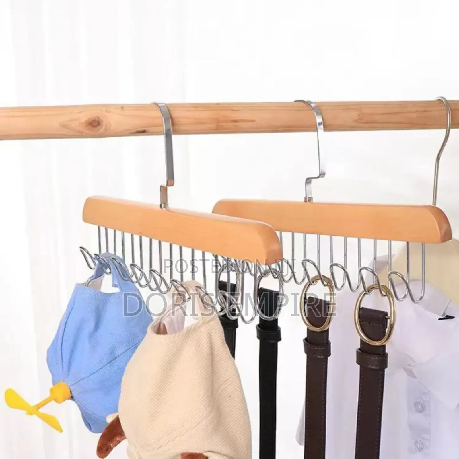 8 Hook Multi-Purpose Wooden Hanger,For Clothes ,Ties, Bras, Belt,Cap.