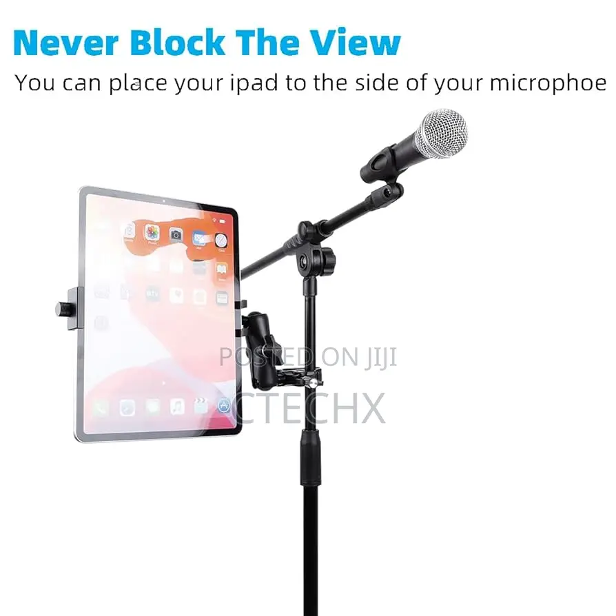 Tablet Holder for Mic Stand - Adjustable and Durable Mount for iPad