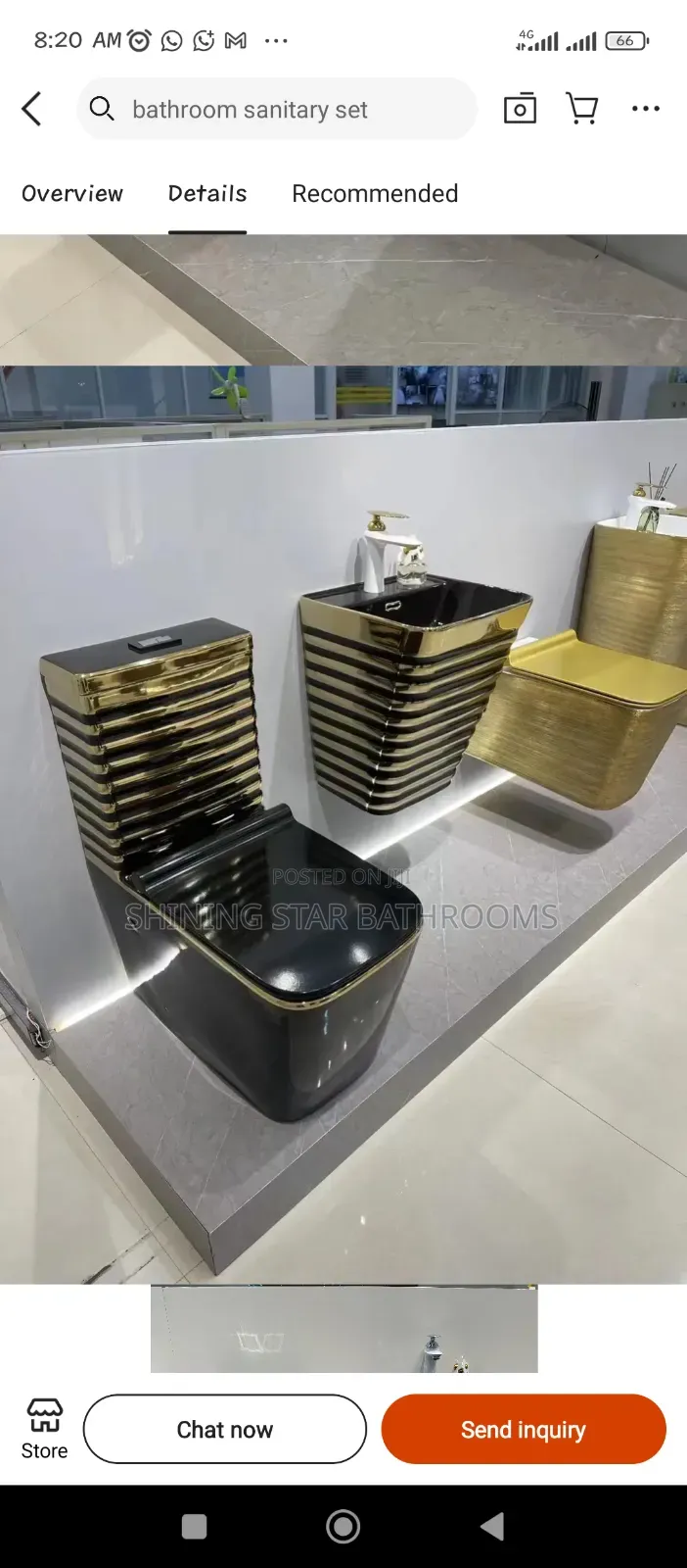 Executive Gold Stripe Toilet Set With Basin
