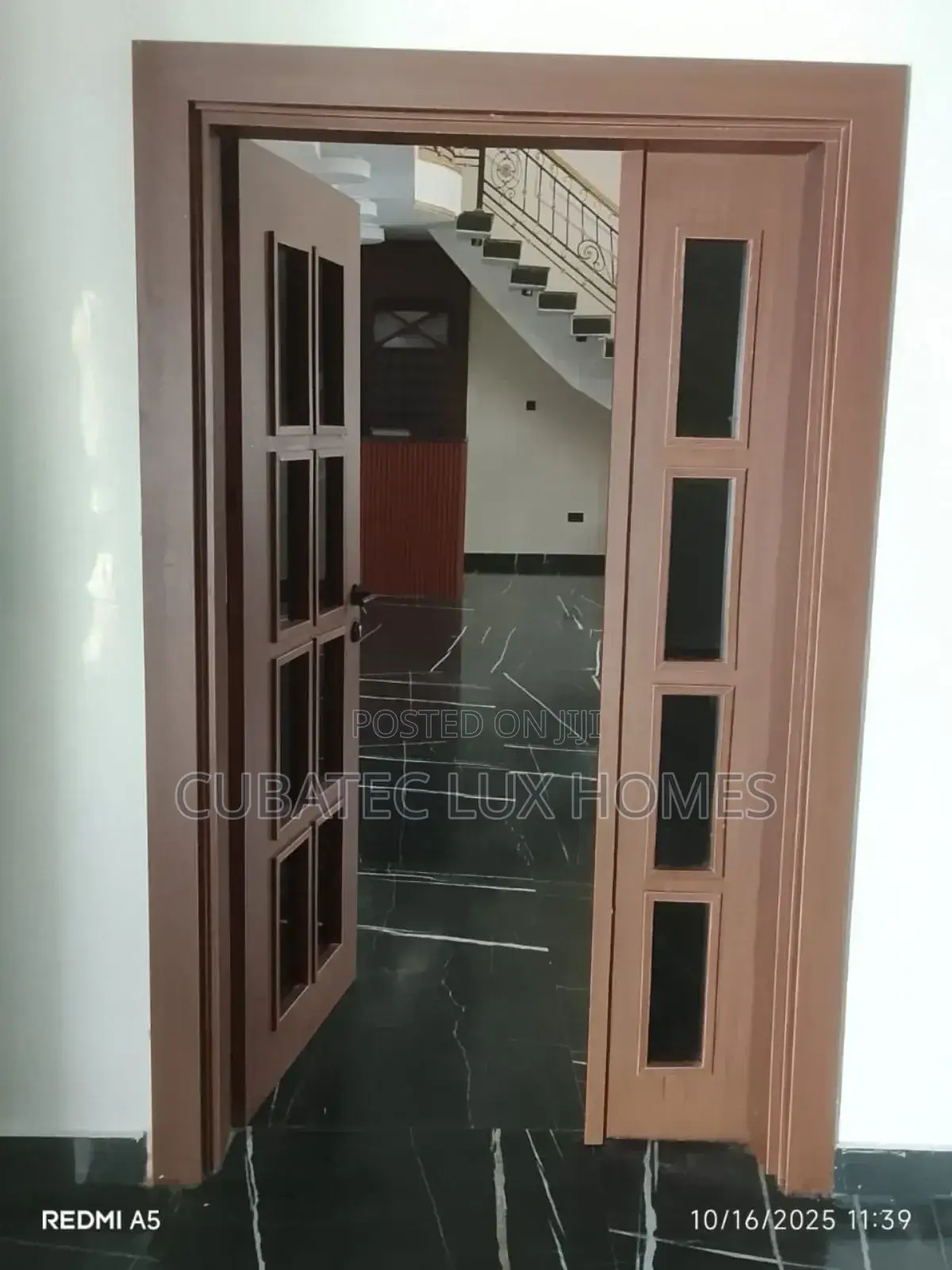 4ft Glass Wooden Door With