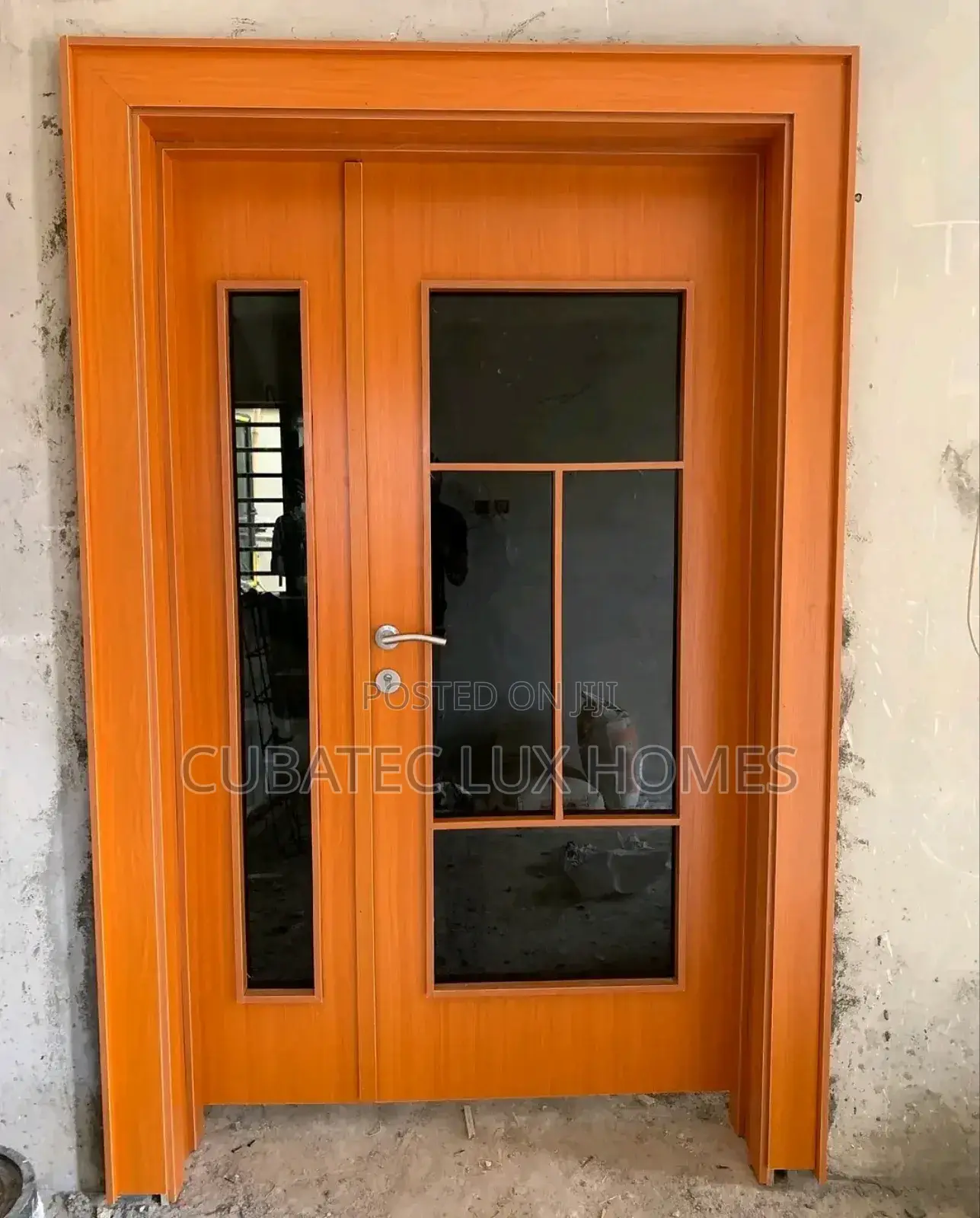 4ft Glass Wooden Door With