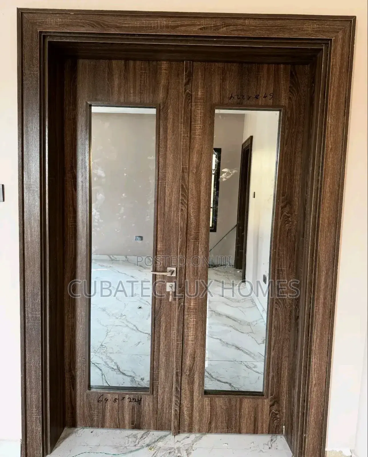 4ft Glass Wooden Door With