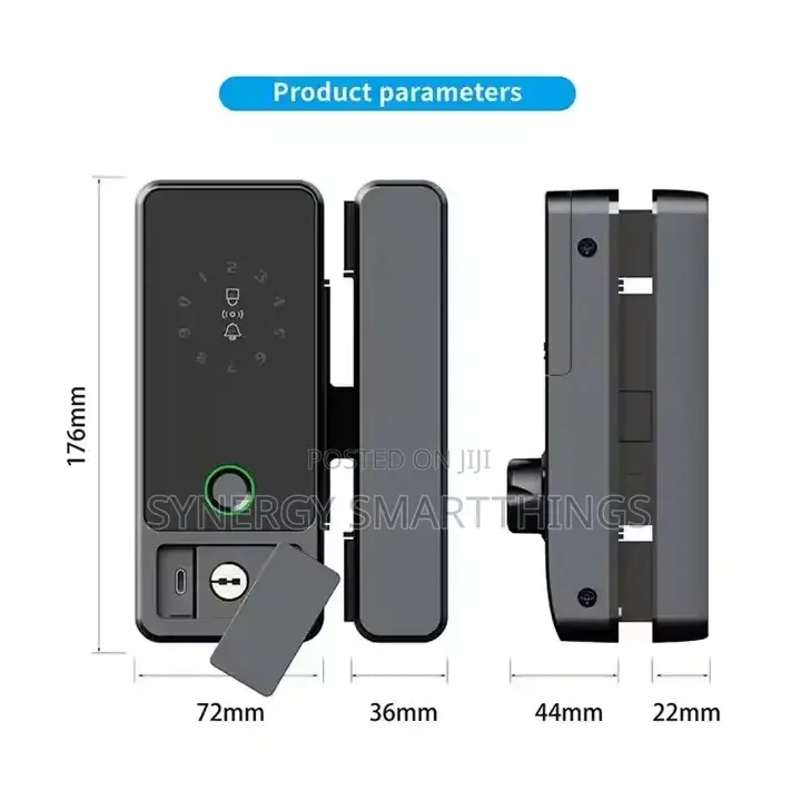 Tuya Smart Wi-Fi Glass Door Lock With Fingerprint, Rf Card and Key