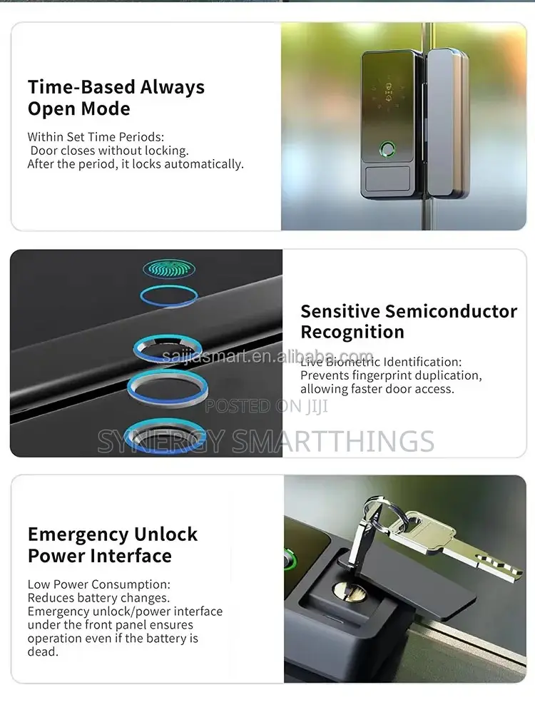 Tuya Smart Wi-Fi Glass Door Lock With Fingerprint, Rf Card and Key