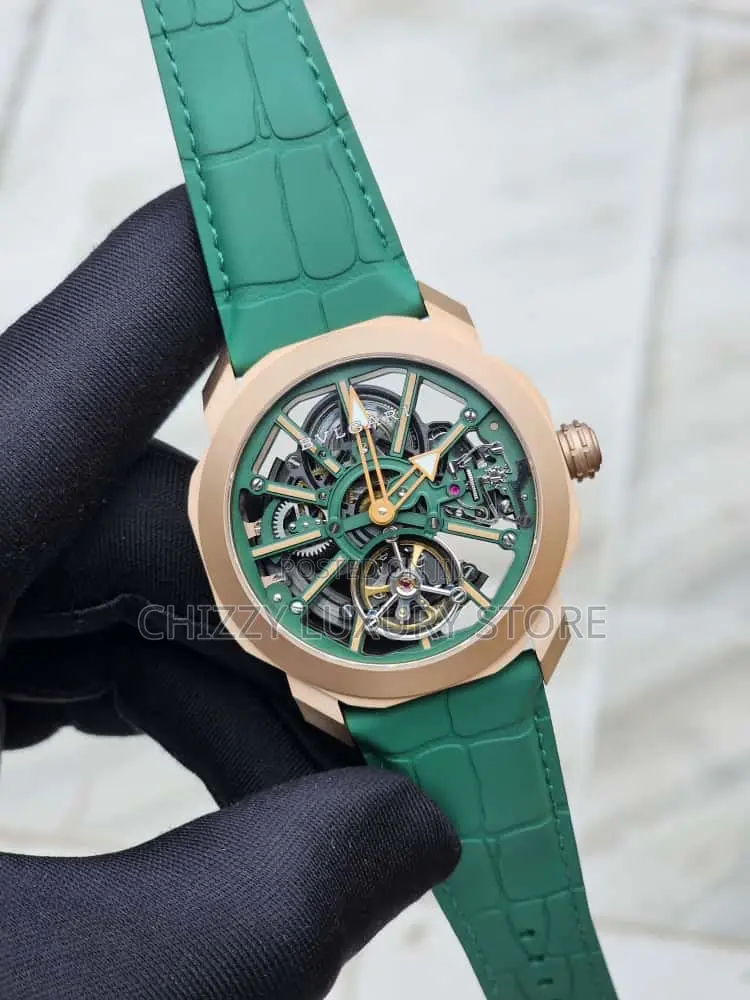 Bvlgari Quality Luxury Men Genuine Leather Wristwatch